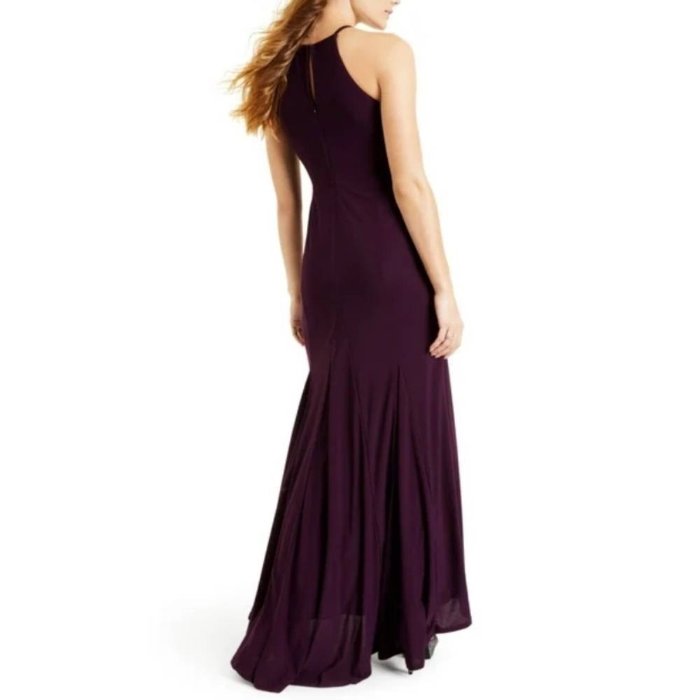 JUMP APPAREL Women’s Junior’s Black Slit Halter Maxi Evening Dress 3\4 - Picture 2 of 10